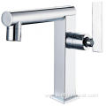 Easy-to-install single cold basin faucet